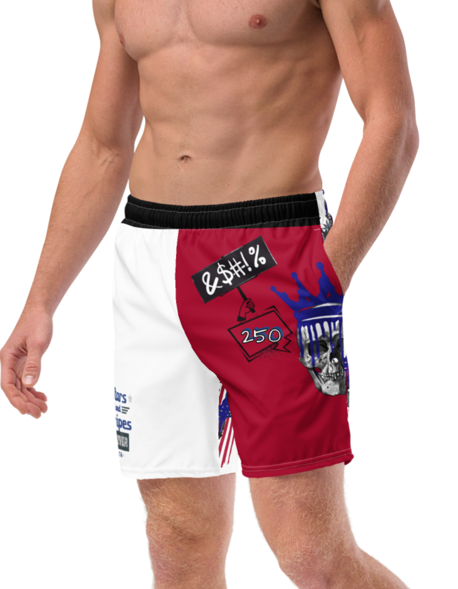 Distressed Rebel Republic 1776 Swim Trunks