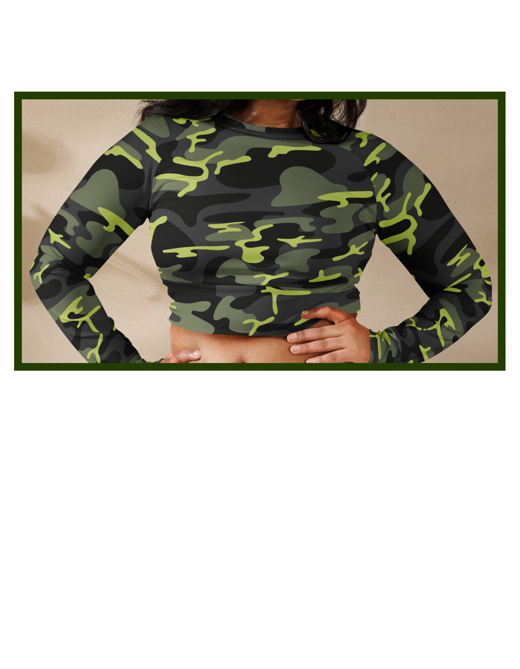 Camoflauge Recycled long-sleeve crop top