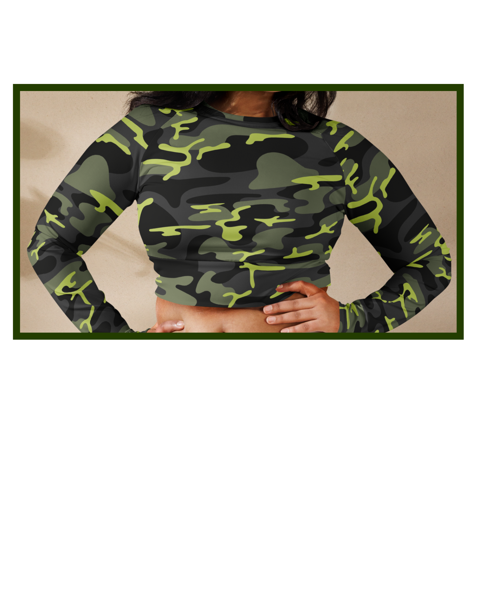 Camoflauge Recycled long-sleeve crop top