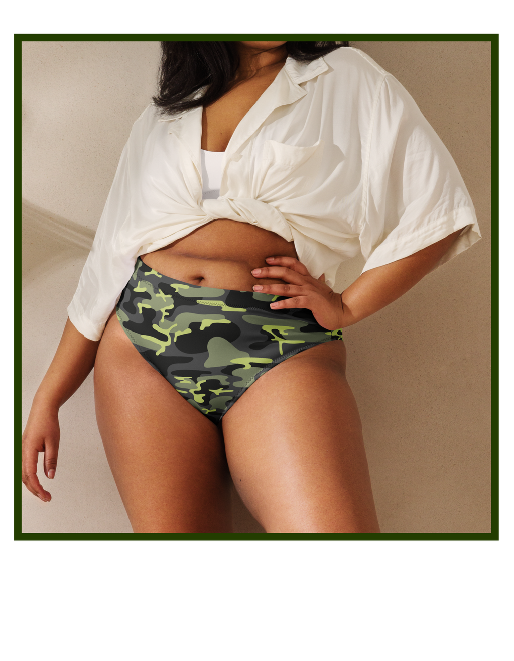Camoflauge Recycled high-waisted bikini bottom