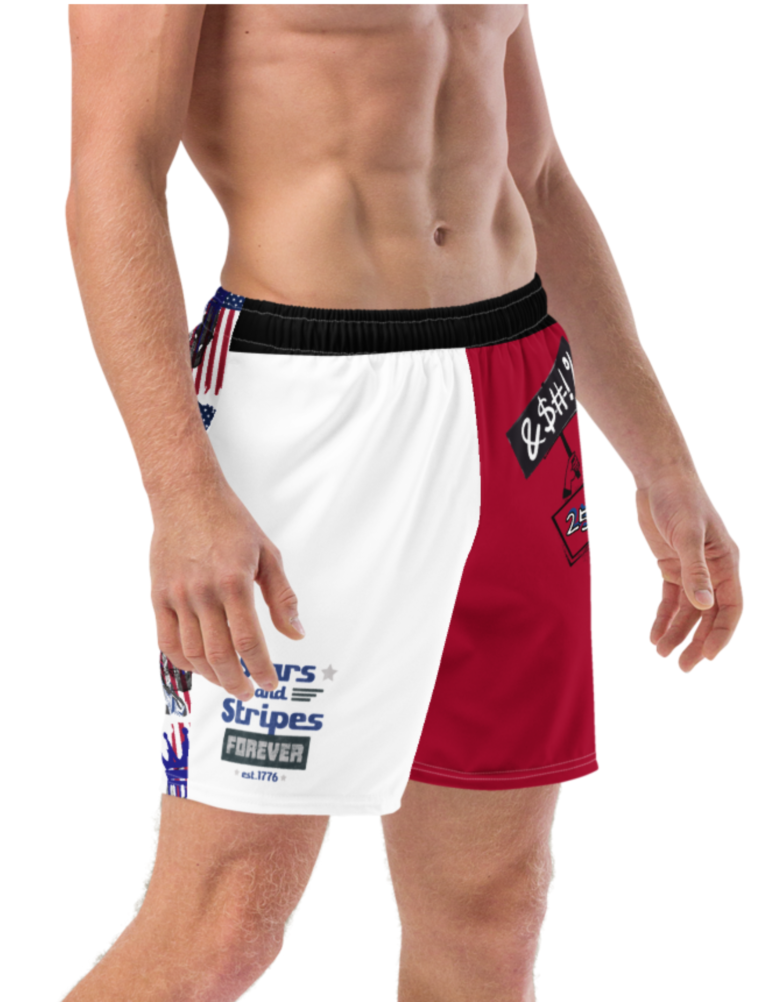 Distressed Rebel Republic 1776 Swim Trunks