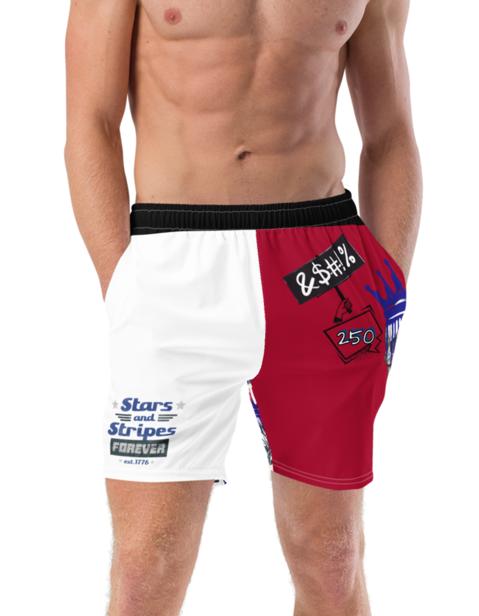 Distressed Rebel Republic 1776 Swim Trunks