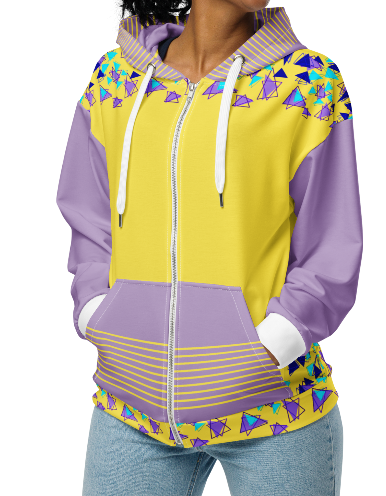 Retro Geometry Recycled Unisex Zip Hoodie