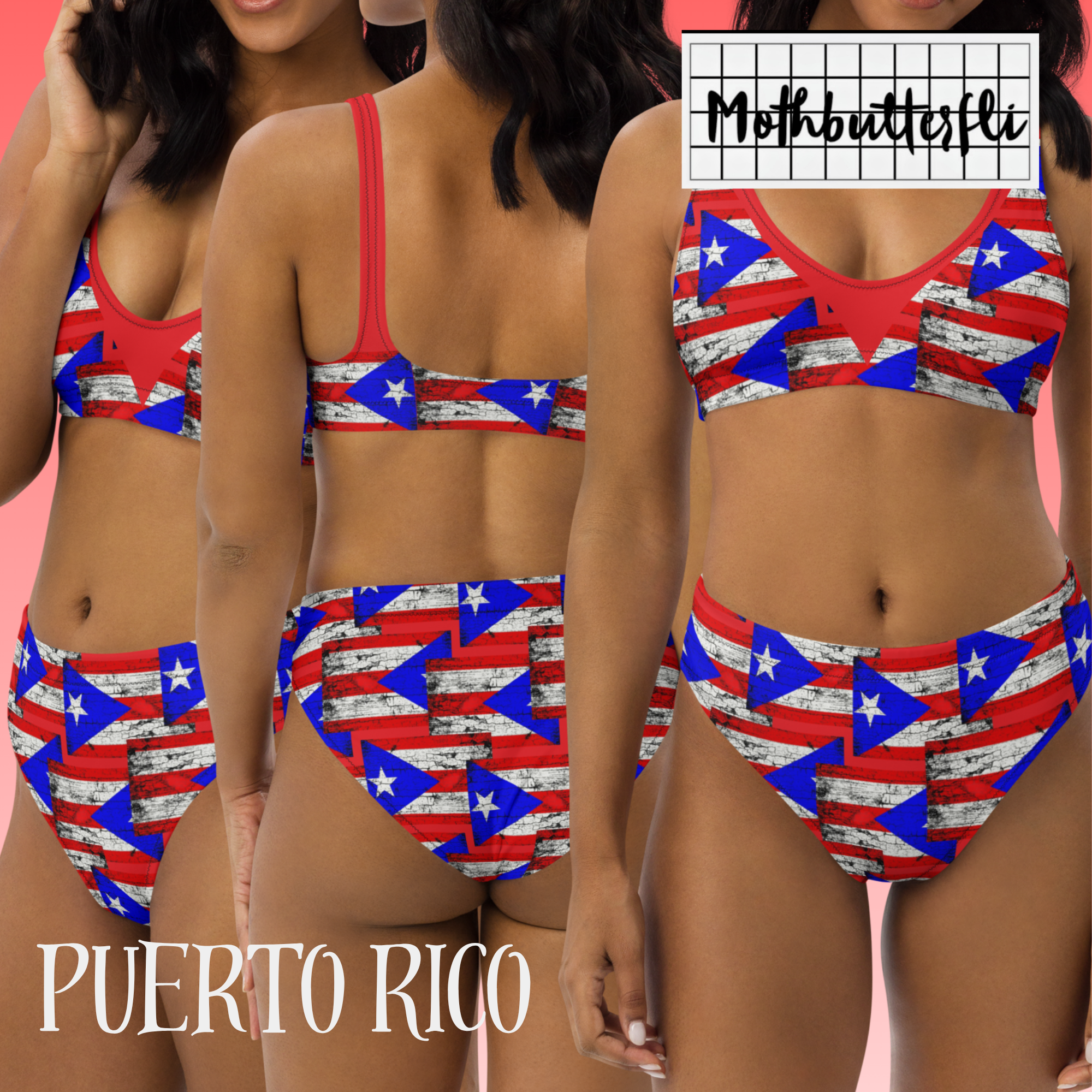 Boricua Soul Distressed high-waisted bikini