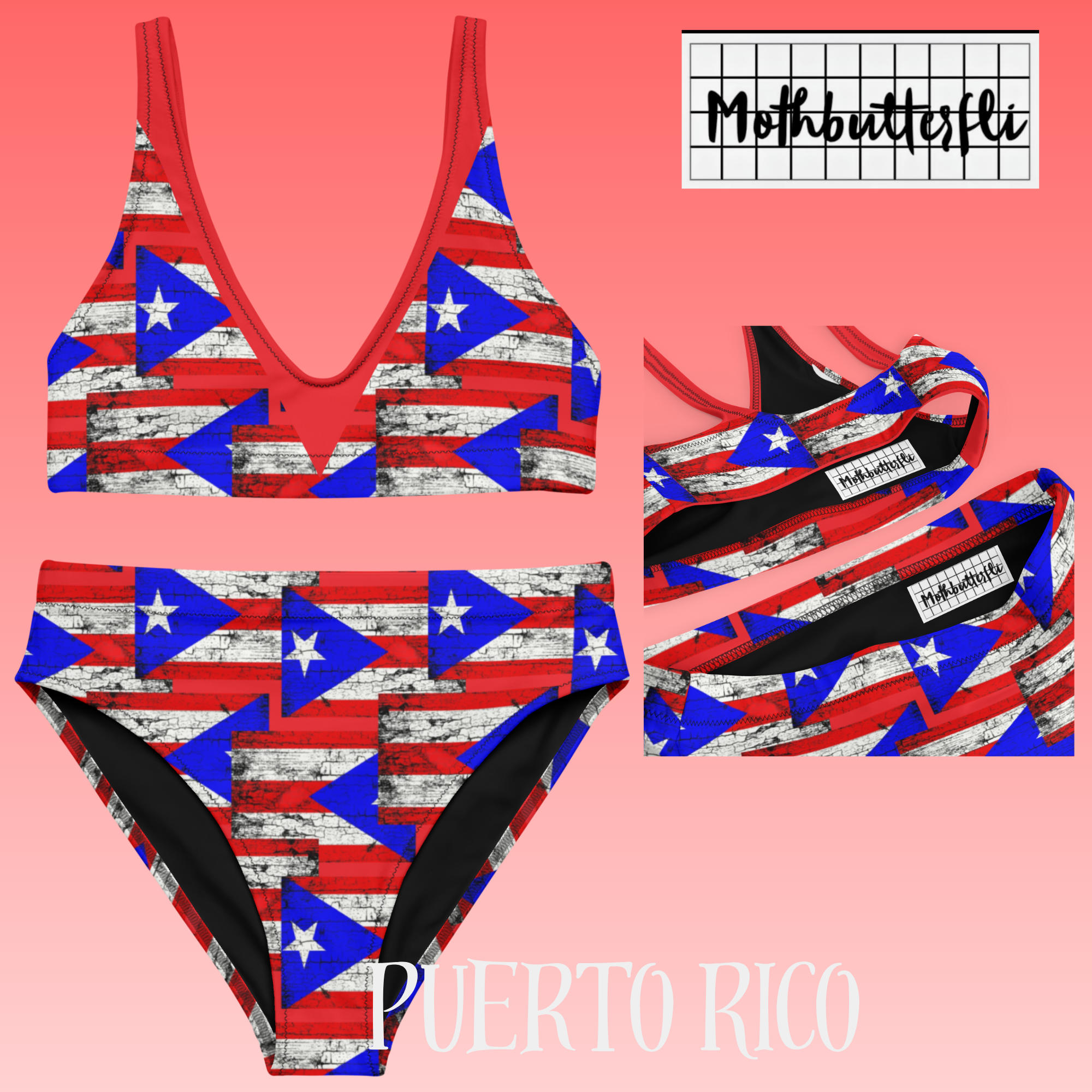 Boricua Soul Distressed high-waisted bikini