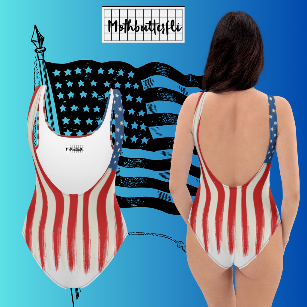 American Flag Blessed Freedom One-Piece Swimsuit