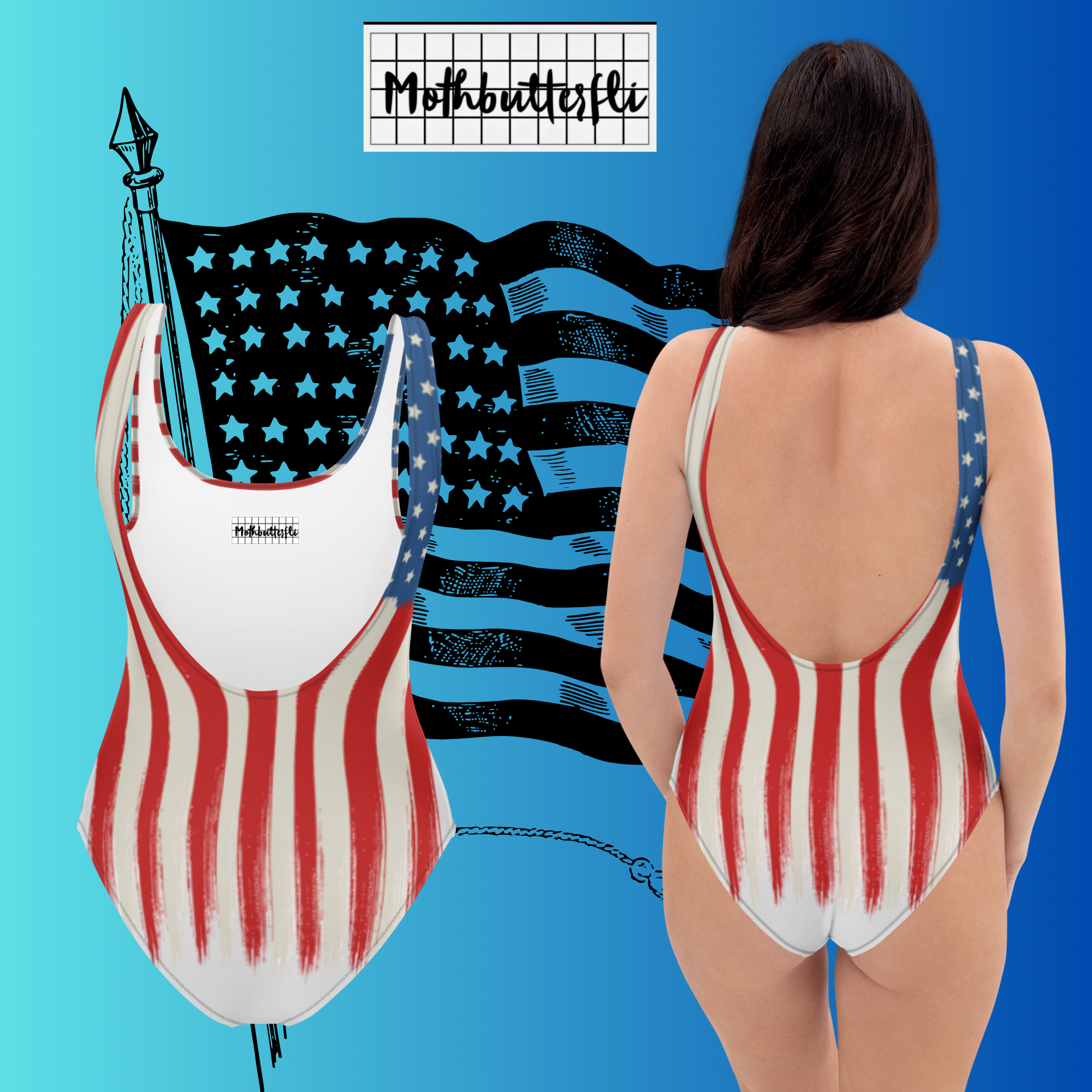 American Flag Blessed Freedom One-Piece Swimsuit