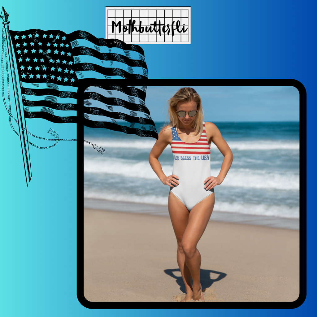 American Flag Blessed Freedom One-Piece Swimsuit