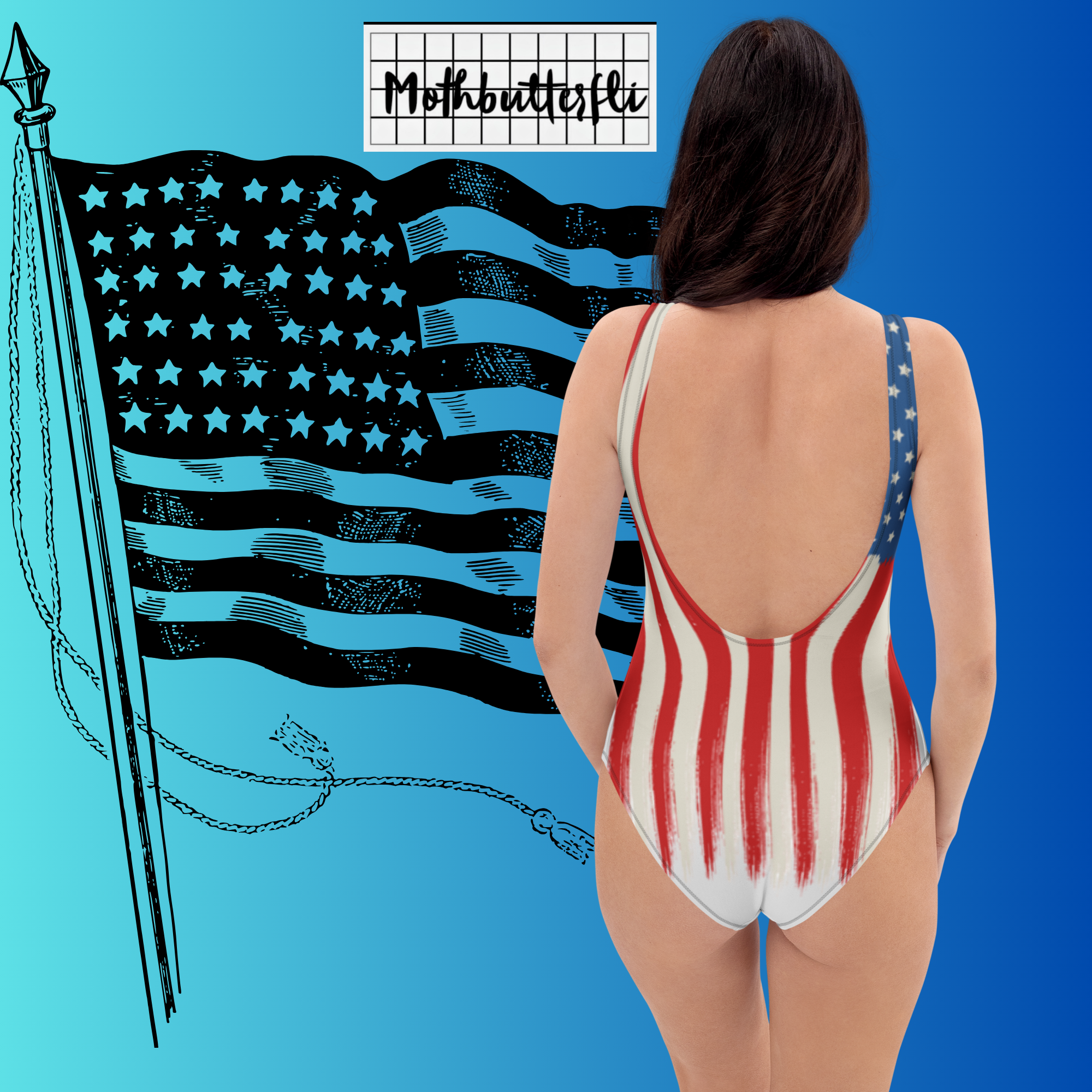 American Flag Blessed Freedom One-Piece Swimsuit
