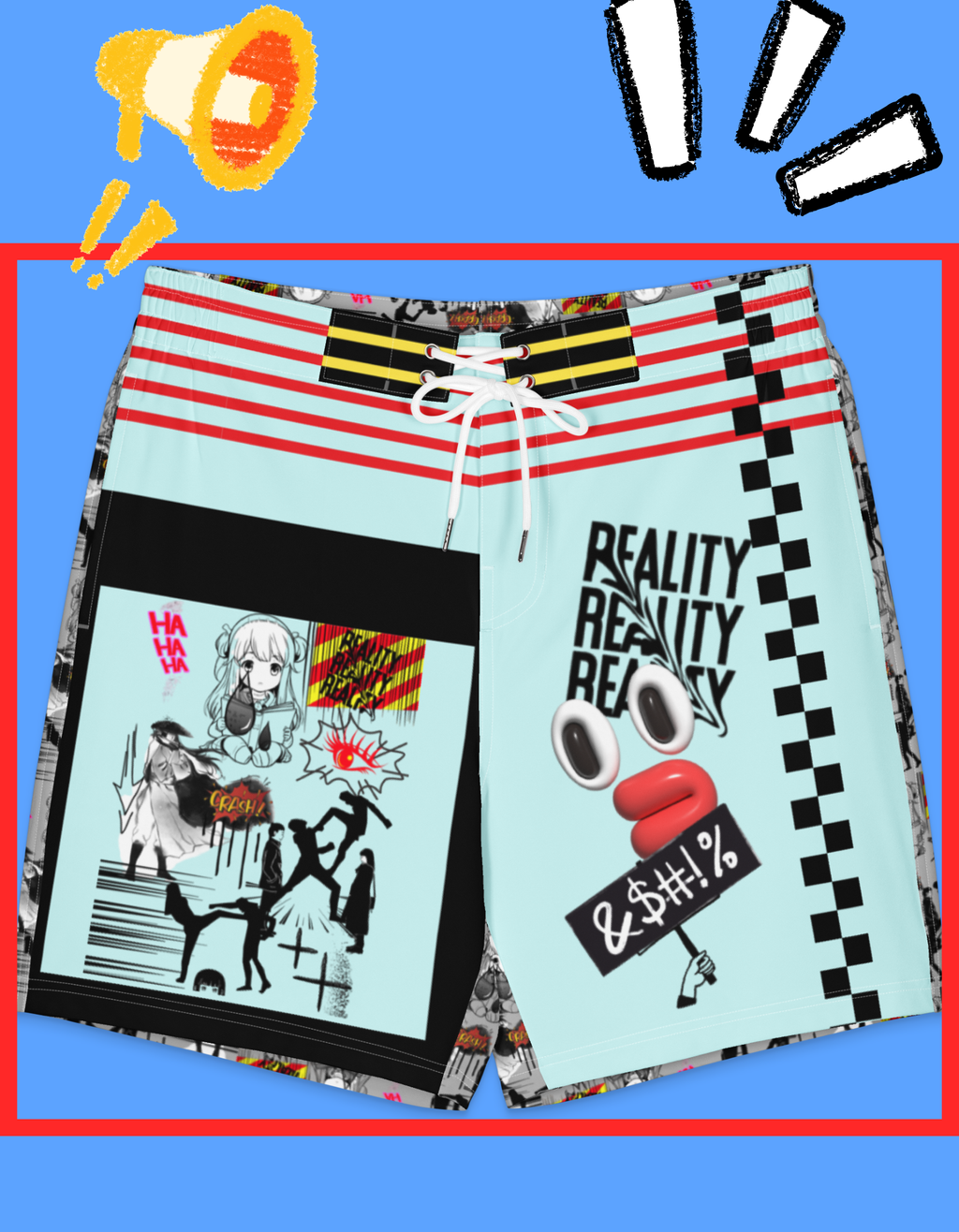 Pixel Noir Static Men's Board Shorts