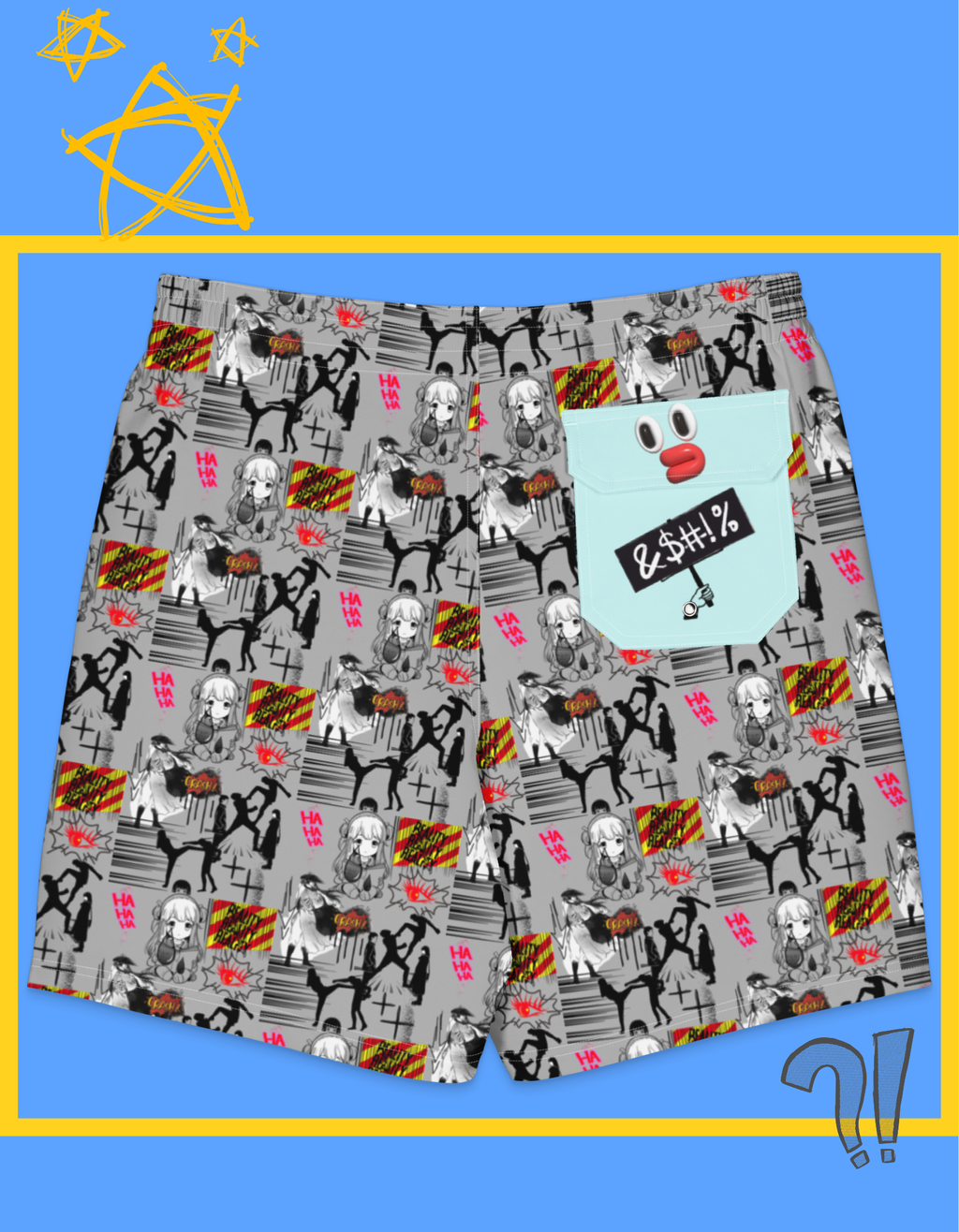 Pixel Noir Static Men's Board Shorts