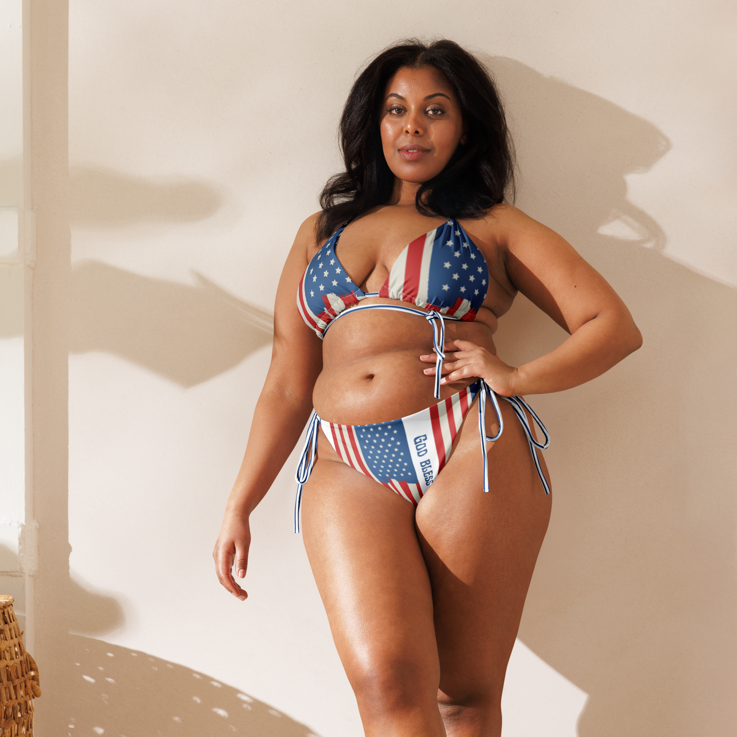 American Flag Blessed Freedom string bikini