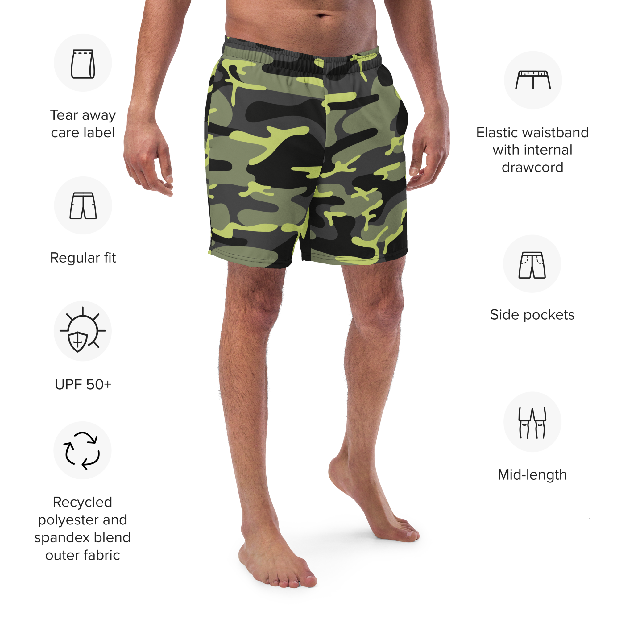 Camoflauge Recycled Swim Trunks