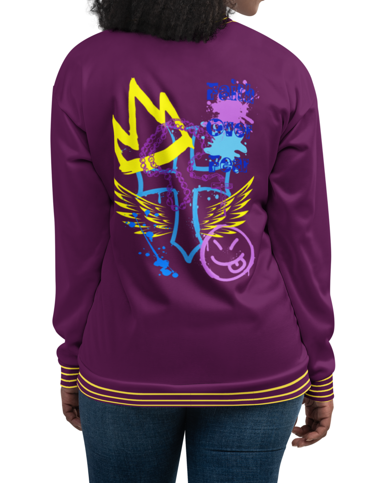 Faith Over Fear Unisex Bomber Jacket