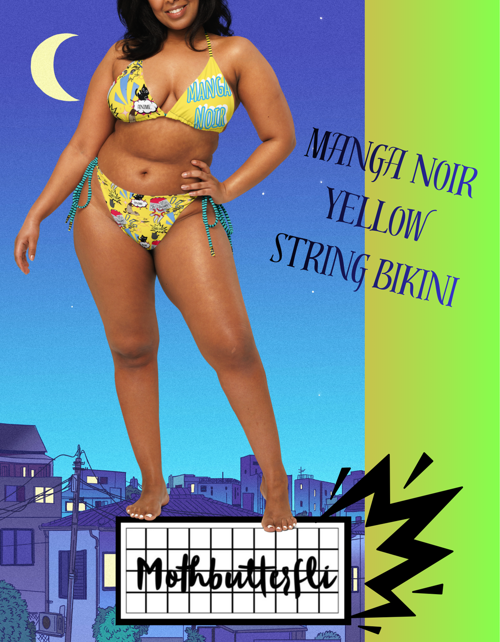 Manga Noir Yellow string bikini