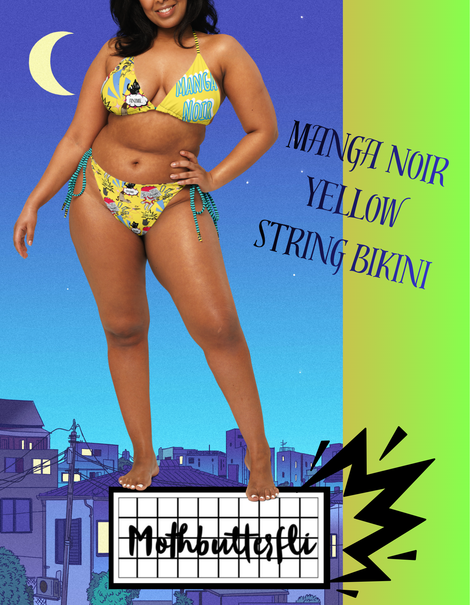 Manga Noir Yellow string bikini