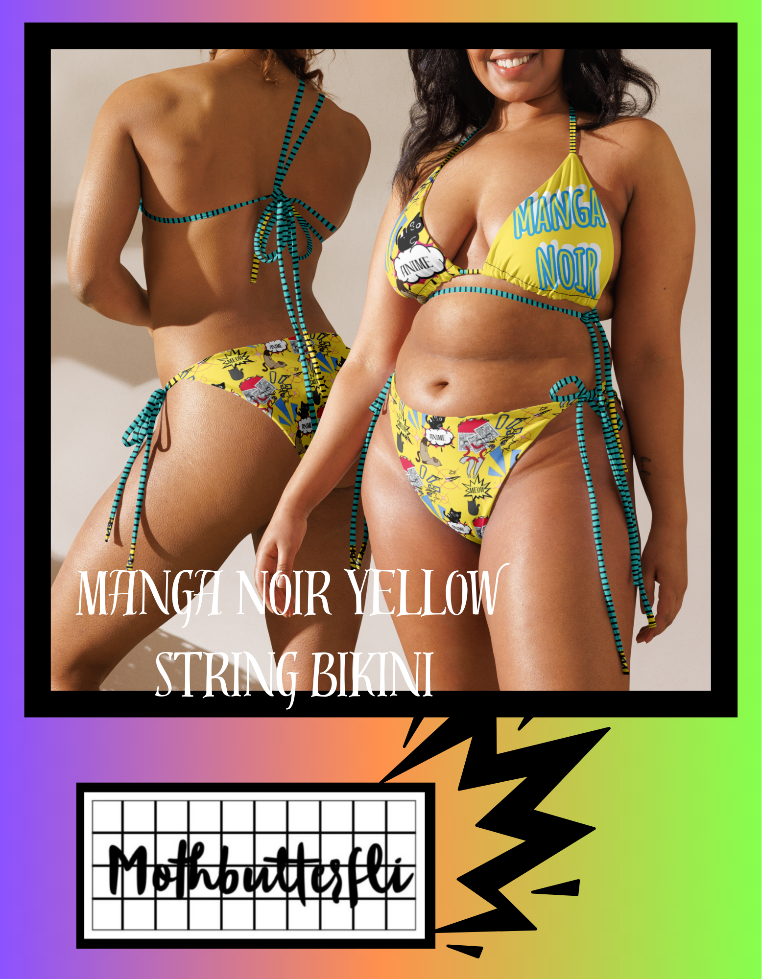 Manga Noir Yellow string bikini